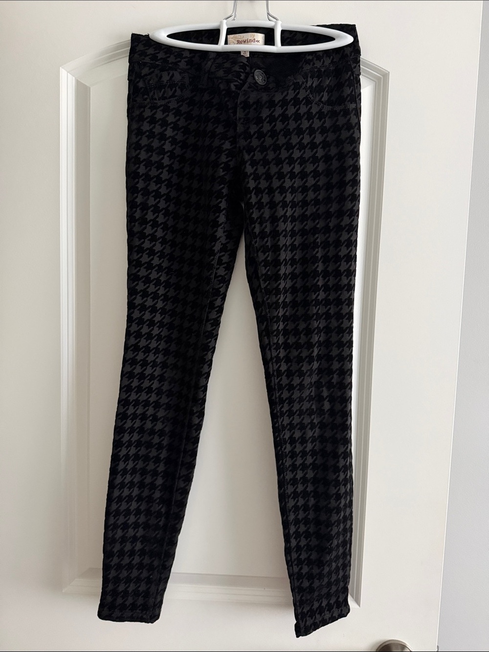 Rewind Black Houndstooth Slim Pants